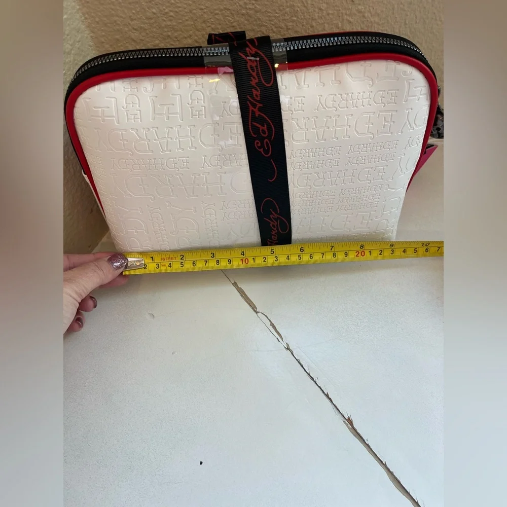 Ed Hardy Red White Black Patterned Cosmetic Makeup Bag Set